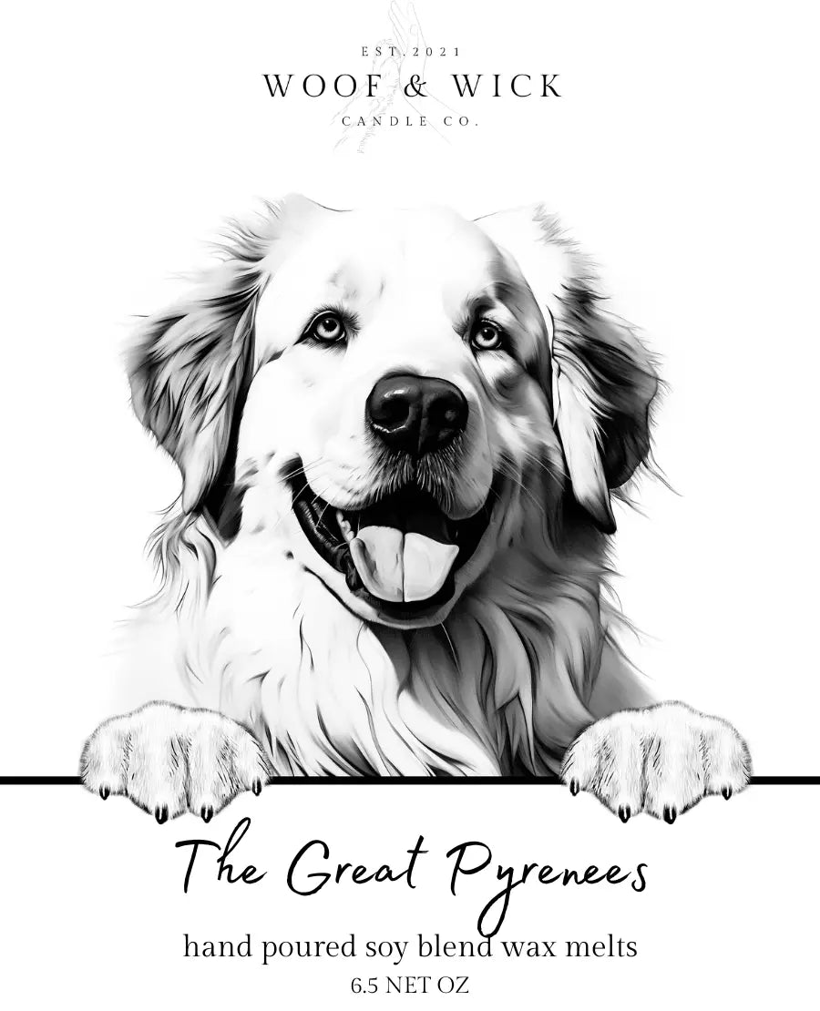 The Great Pyrenees - STRONG SCENTED Personalized Dog Breed Soy Wax Melts | Gift Ideas | Spring Scents | Wax Tarts | spring wax melts | - Woof & Wick Candle Co.