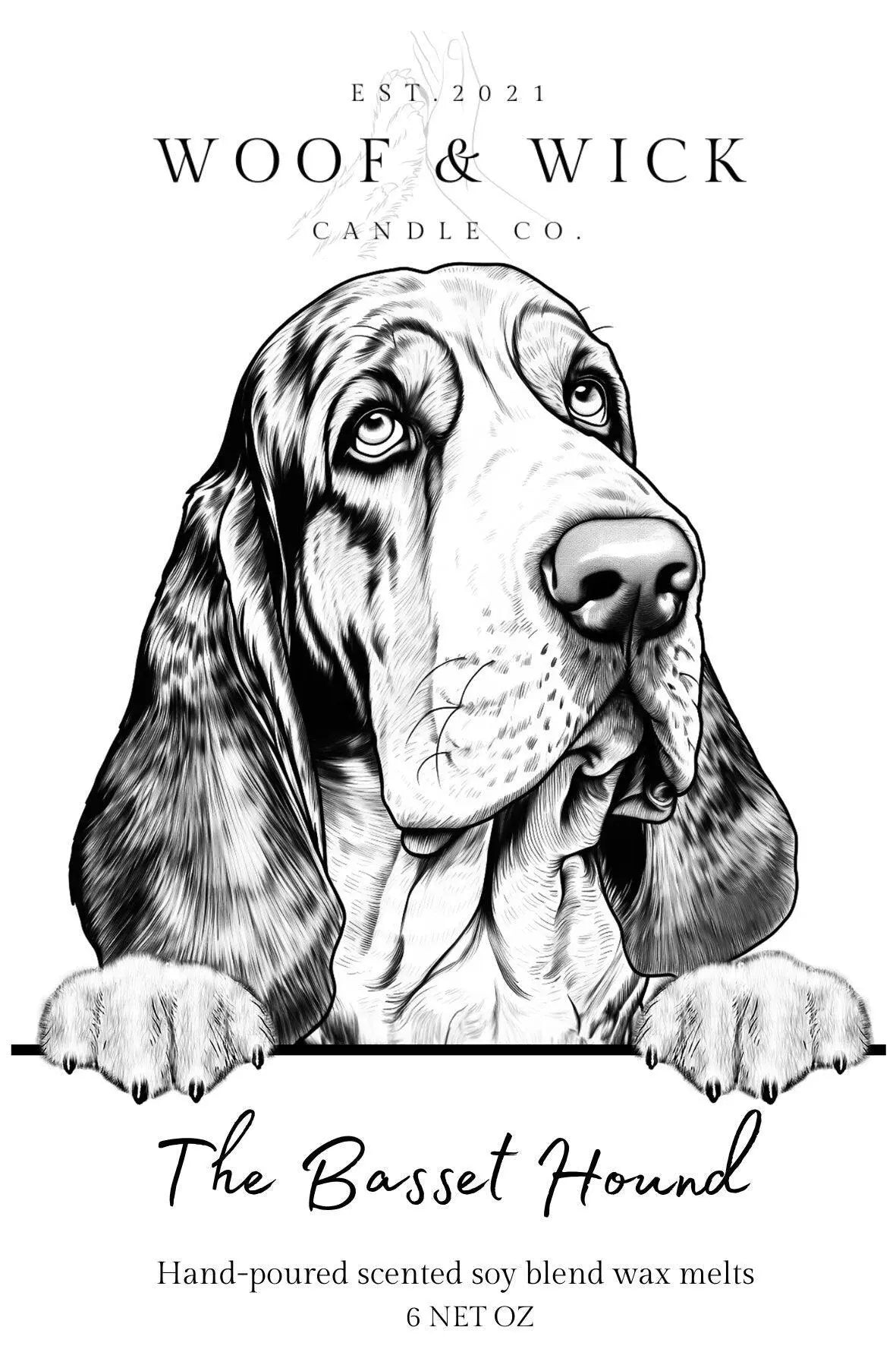 The Basset Hound - STRONG SCENTED Personalized Dog Breed Soy Wax Melts | Gift Ideas | Spring Scents | Wax Tarts | spring | - Woof & Wick Candle Co.